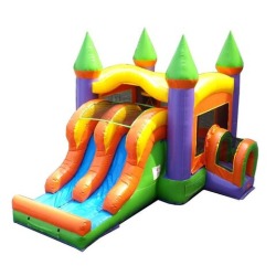Kids Orange Bounce House Double Lane (Dry) New 2024